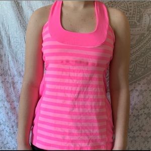 PINK STRIPE LULULEMON TANK TOP W/ BUILT IN BRA! (WORN ONCE!)